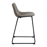MEUBLE COSY Lot de 4 Tabouret de Bar Rétro Vintage avec Dossier et Repose-Pieds, Siège Rembourrés de 68 cm de Haut, Style Industriel, Chaises Hautes en Similicuir Gris