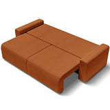 HOMIFAB Canapé Convertible 3 Places en Velours côtelé Rouille avec Coffre de Rangement - Lucia