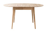 NORDICSTORY Escandi 4 Table de salle à manger nordique extensible ronde 120-155 cm, bois massif chêne, idéal pour cuisine salon, meubles design style nordique couleur chêne blanchi