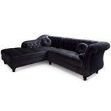 Menzzo A968VD Contemporain Brittish Canapé d'Angle Bois/Velours Noir 240 x 180 x 80 cm