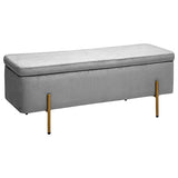 Banc Coffre EDI Gris Galet en Velours - Atmosphera créateur d'intérieur