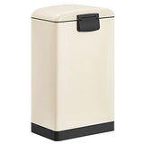 SONGMICS Poubelle 30L, avec pédale en Acier, Seau intérieur et Couvercle, poignée, Fermeture discrète, hermétique, pour Cuisine, Salon, Blanc Cassée LTB001A01