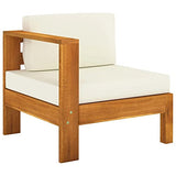 vidaXL Canapé de Jardin 3 Places et Coussins Sofa de Terrasse Canapé d'Extérieur Sofa de Jardin Meuble de Terrasse Blanc Crème Bois d'Acacia
