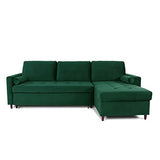 INTENSE DECO Canapé d'angle Convertible réversible Claudio en Velours Vert