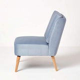 HOMESCAPES Fauteuil Velours, Fauteuil Scandinave en Tissu Betsy, Bleu Clair