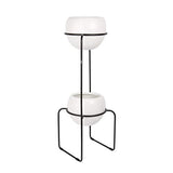 UMBRA Nesta freestand. Porte Plante Nesta. En céramique et métal. Coloris noir et blanc moucheté gris. Dimension 21.8x21.8x70cm
