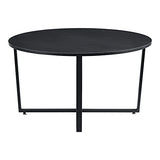 Table Basse pour Salon Table Ronde Design Plateau en Panneau de Particules Pieds Croisés en Acier 80 x 45 cm Noir Effet Bois