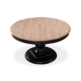 INTENSE DECO Table Ronde Extensible en Bois Massif Héloïse Bois Naturel et Pied Noir
