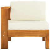 vidaXL Canapé de Jardin 3 Places et Coussins Sofa de Terrasse Canapé d'Extérieur Sofa de Jardin Meuble de Terrasse Blanc Crème Bois d'Acacia