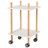 Chariot de service desserte de cuisine à roulettes design scandinave 2 étagères bois de pin MDF blanc