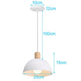 iDEGU Lot de 2 Lustres Suspensions Rétro Suspension Luminaire Moderne Style Demi-Cercle Plafonnier E27 en Bois Métal Lampe Suspension pour Chambre Salle à Manger Cuisine, Ø 20CM (2 Pack Blanc)