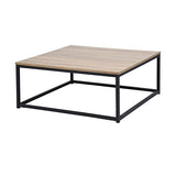 MEUBLE COSY Table Basse Salon Moderne Structure en Métal Meuble de Rangement Design, Chêne, 80x80x34cm