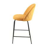 Meubletmoi Lot de 2 chaises/tabourets de Bar en Velours Jaune avec piètement en métal Noir et Repose-Pieds - Moderne Chic - FARA
