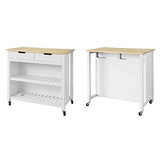 SoBuy FKW74-WN îlot de Cuisine Buffet Séparateur de Cuisine Desserte de Cuisine à roulettes Meuble de Rangement pour Cuisine et Salon avec 2 tiroirs et 2 étagères