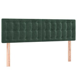 vidaXL Tête de Lit à LED Meuble de Chambre à Coucher Accessoire de Lit Double Tête de Cadre de Lit Intérieur Vert Foncé 144x5x78/88 cm Velours