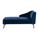 PAULINE Meridienne - Tissu velours bleu - Scandinave - L 154 x P 68 cm