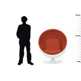 Fauteuil Boule, Ball Chair Coque Blanche/intérieur Velours Orange. Design 70's.