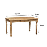 Biscottini Bureau Vintage Bois 120 x 80 x 80 cm | Bureau en Bois ou Table de Cuisine avec tiroir | Table a Manger pour la Cuisine | Table Bois