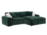 Vente-unique - Canapé d'angle Droit en Velours côtelé Vert TIRONO