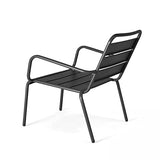 Oviala Palavas - Fauteuil de Jardin Bas Relax Acier Anthracite