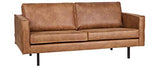 Canapé Vintage 3 Places Cuir Marron Aspect Vieilli et métal Noir Aspen