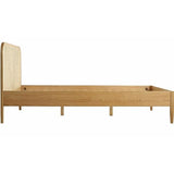 HOMIFAB Lit Adulte 160x200 cm en placage chêne avec tête de lit en Bois Massif et cannage Naturel - Leonie