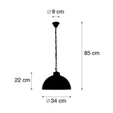 QAZQA magna licht88 - Suspension Rustique - 1 lumière - Ø 340 mm - Brun rouille - Industriel,Rustique - Éclairage intérieur - Salon I Chambre I Cuisine I Salle à manger