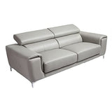 Miliboo canapé Cuir Design 3 Places avec têtières Relax Gris Nevada - Cuir de Buffle
