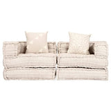 Leepesx Pouf Modulaire à 2 Places Canapé Convertible de Salle de Séjour Sofa de Salon Canapé-lit de Salle de Séjour Maison Intérieur Beige Tissu