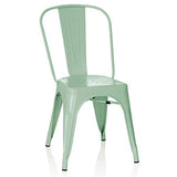 hjh OFFICE 645037 Chaise de bistrot VANTAGGIO Chaise de bistrot blanc mat en métal brossé au design industriel, empilable
