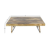 Deco 79 47"/16" Wood And Metal Coffee Table, 47" x 16", Brown/Black