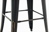 CLP Lot De 4 Tabourets De Bar Joshua I Tabouret De Bar Industriel Empilable Et Robuste I Repose-Pieds Structure A 4 Pieds I Hauteur Siège 77 cm, Couleur:Noir/Or