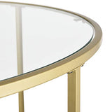 Table Basse Ronde pour Salon Petite Table Stylée Plateau en Verre Pieds en Acier 84 x 45,5 cm Doré