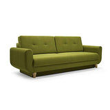 MEUBLO Canapé Convertible en Velours 3 Places Tissu Saphir (Vert Clair)
