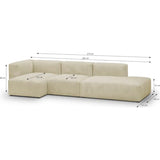 HOMIFAB Canapé d'angle à Gauche modulable avec méridienne 5 Places en Velours côtelé Beige - Modulo