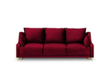 Mazzini Sofas Canapé Velours Convertible avec Coffre De Rangement, Pansy, 3 Places, Rouge, 215x94x90
