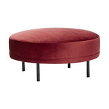 Hübsch Hocker Rond - rood/zwart - fluweel/metaal - Ø 70 cm H 33 cm