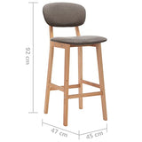 Chusui Lot de 2 tabourets de bar, bar, bar Stools, comptoir, tabouret de bar, tabouret de cuisine, tabouret de comptoir, accessoires de bar, tissu taupe