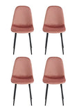 BAÏTA Lot de 4 chaises Lena en Velours Rose, Métal, 44x52x86cm