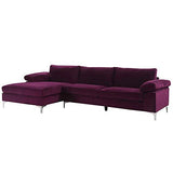 BHDesign Amanda New - Canapé d'angle Moderne 5 Personnes - Velours - Coloris Violet