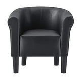 [en.casa] Fauteuil Chaise Siège Similicuir Plastique Noir 70 x 70 x 58 cm