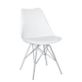 SAMPUR - Chaise Épura de Salle à Manger | Chaise de Bureau et de Salon Design Rétro Scandinave avec Coussin Intégré | Chaise de Salle d'Attente Rembourrée avec Pieds en Acier - Blanc