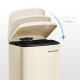 SONGMICS Poubelle 30L, avec pédale en Acier, Seau intérieur et Couvercle, poignée, Fermeture discrète, hermétique, pour Cuisine, Salon, Blanc Cassée LTB001A01