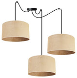 Light-Home Juta Spider Abat Jour Suspension Luminaire Lustre - Moderne Abat Jour Plafond - Métal et Tissu - E27 - Spider 3-Lumières 35 cm - Noir Base et Jute