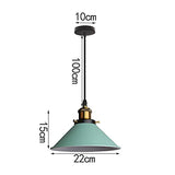 iDEGU Lustre Rétro Suspension Luminaire Vintage 22CM Métal Plafonnier Abat-jour Industriel E27 Lampe de Plafond pour Salon Cuisine Chambre Restaurant (Vert - 1 Lampe)