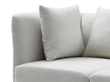 Vente-unique - Méridienne Droite en Tissu crème NAPASA