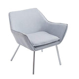 CLP Fauteuil Lounge Design Caracas Tissu I Chaise Confortable Assise et Dossier rembourrés Accoudoir I Fauteuil de Salon Piètement en Métal Gris
