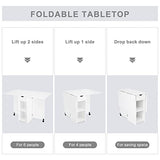 Meerveil Table à Manger Pliable, Table de Cuisine pour Petits Espaces avec 1 Tiroir et 2 Etagères de Rangement, pour Salle à Manger Cuisine, 72 x 120 x 75 cm, Blanc