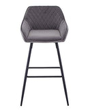 JaHECOME Lot de 4 Tabourets de Bar Gris avec Dossier et Accoudoir Rembourrés, Chaises de Bar en Velours avec Repose-Pieds en Métal pour Bistrots; Salle à Manger, Soirée