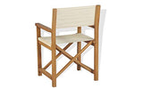 Chaise de metteur en scène en bois massif Teak, pliable, pour enregistrement de terrasse, extérieur, agritourisme, restaurant, marron et crème, 58 x 53 x 85 cm